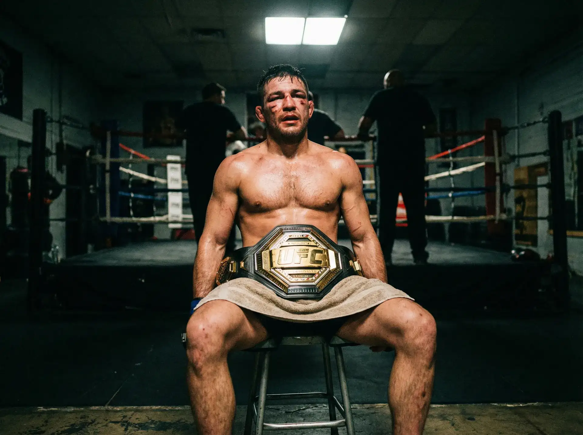 今日大赛 中量级冠军铁血战士坐拥金腰带