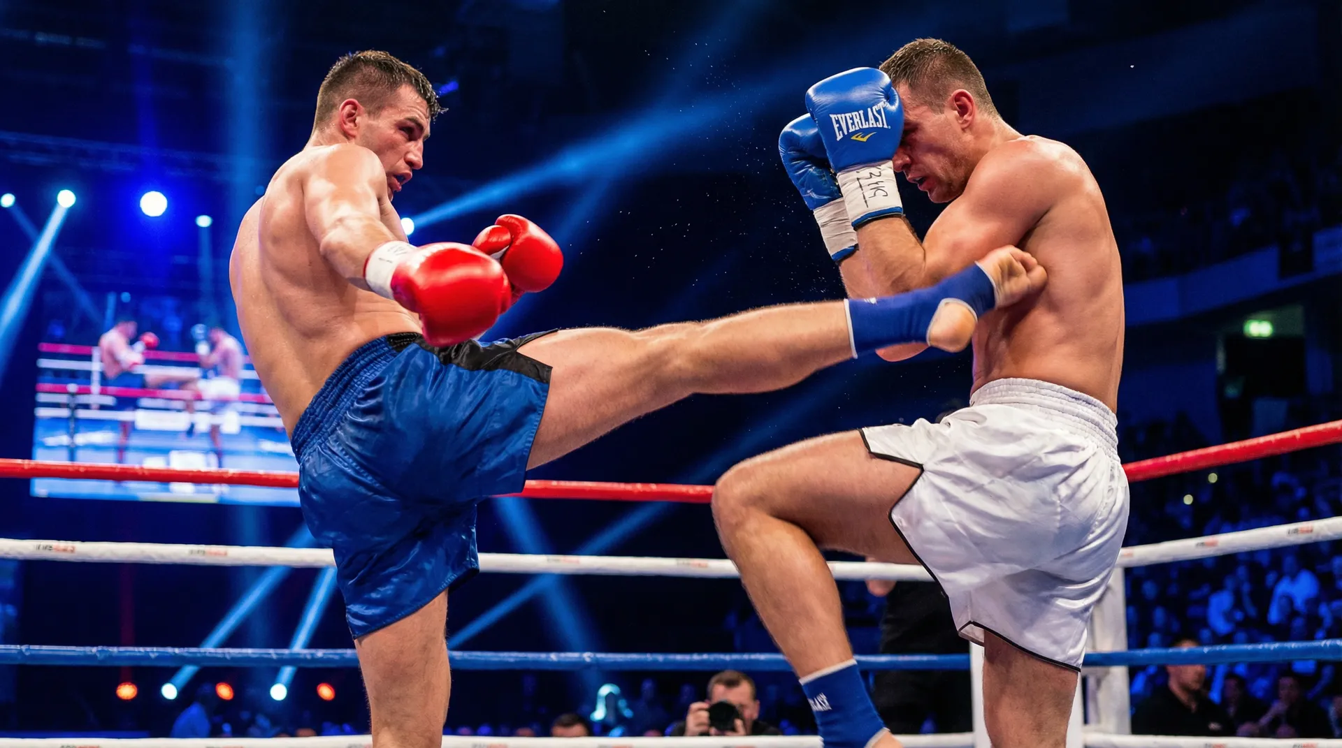 今日大赛 羽量级比赛高速踢击对攻